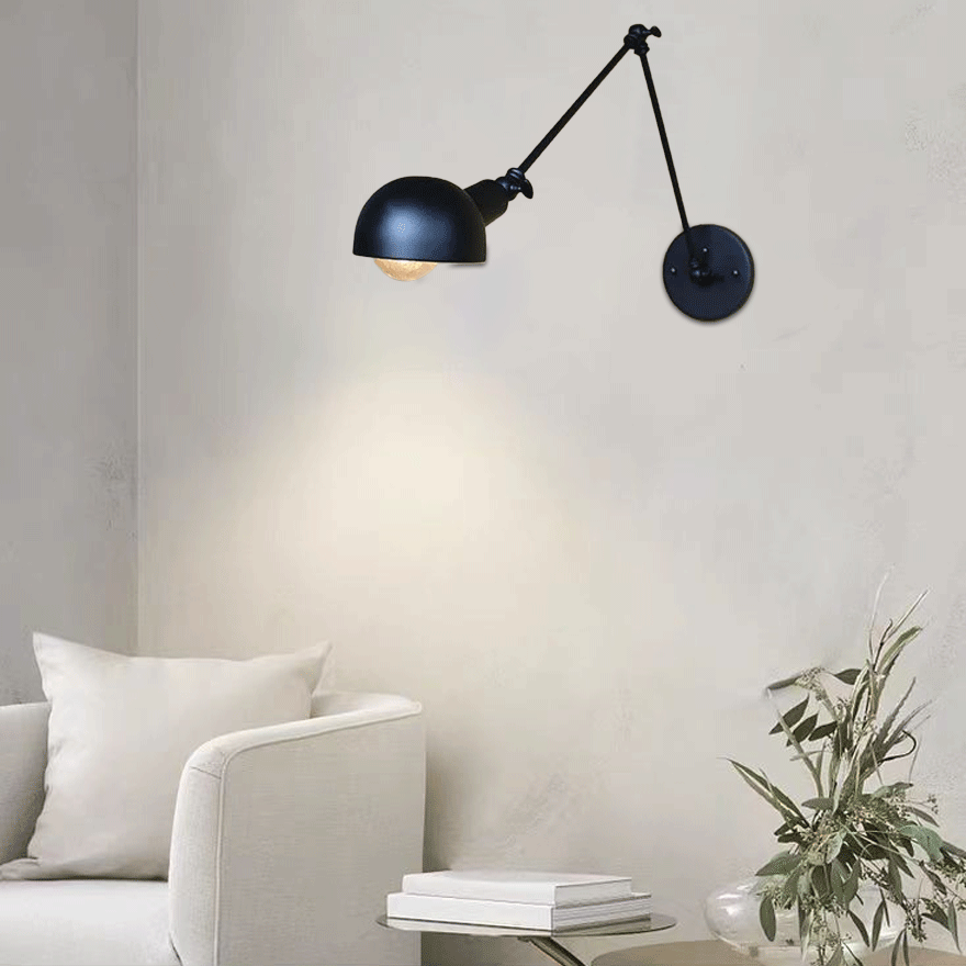 Modern Metal And Acrylic Hooded Living Room Wall Lamp, Black