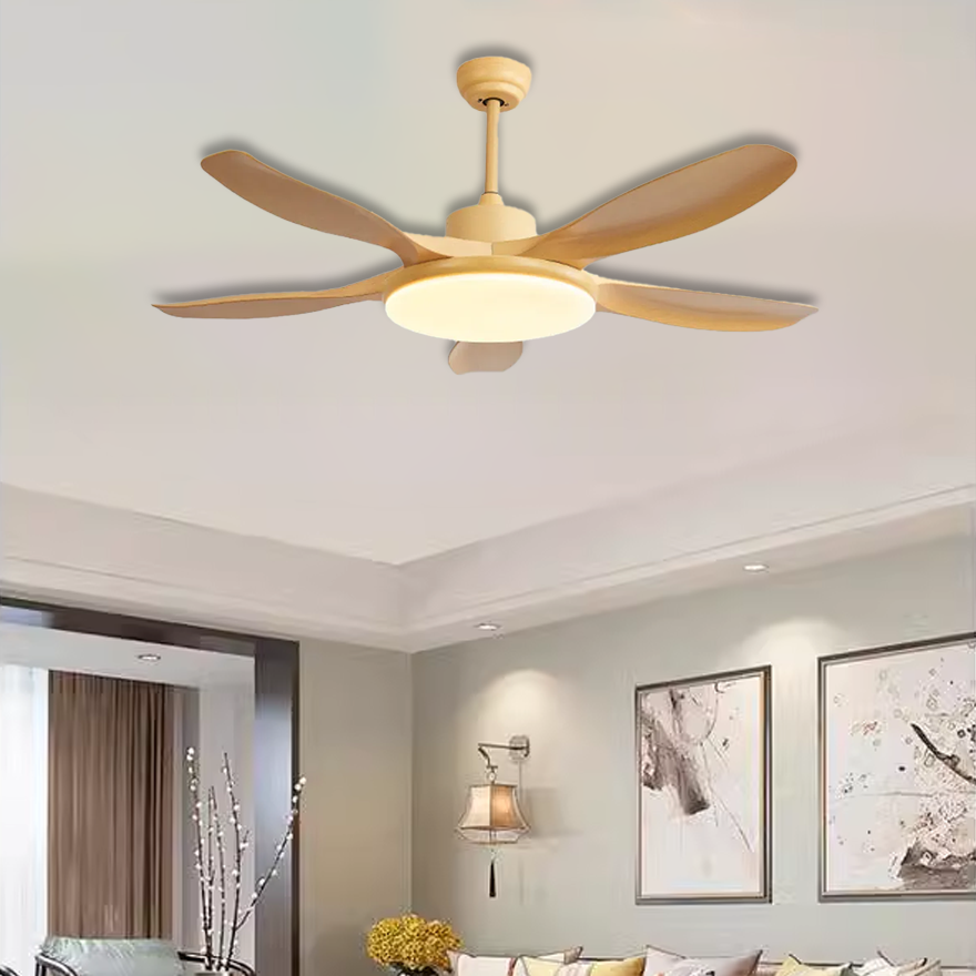 Unusual Metal And Acrylic Round Living Room Ceiling Fan, Wooden/Grey/White/Black