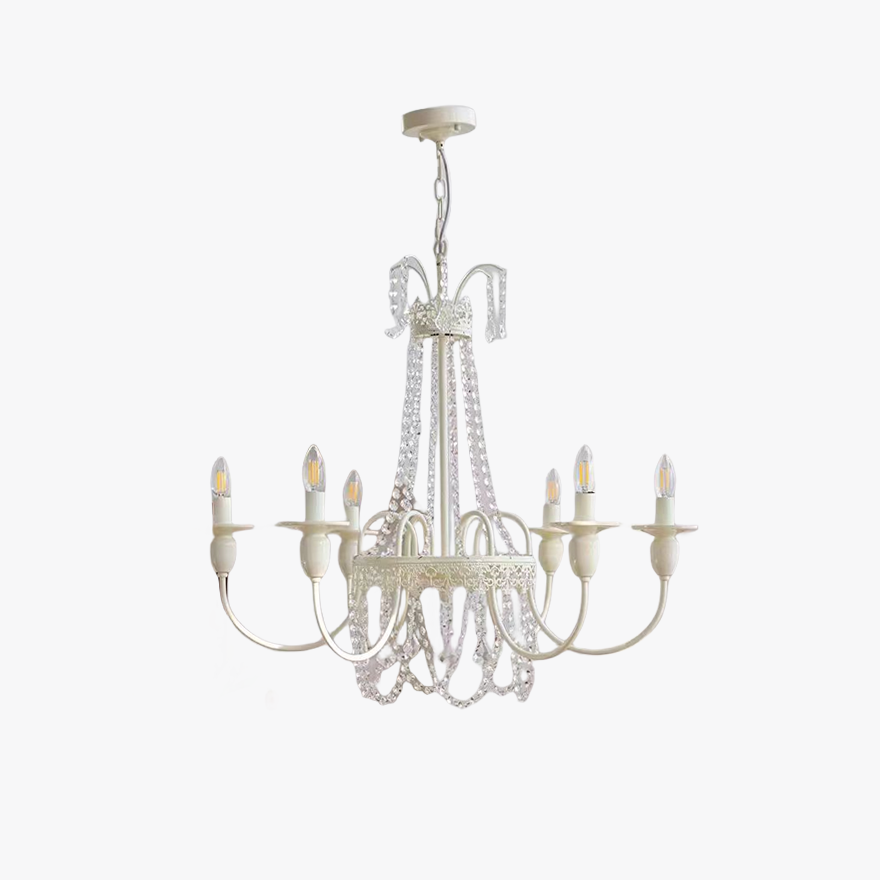 Royal Metal And Glass Candle Chandelier Pendant Light, White