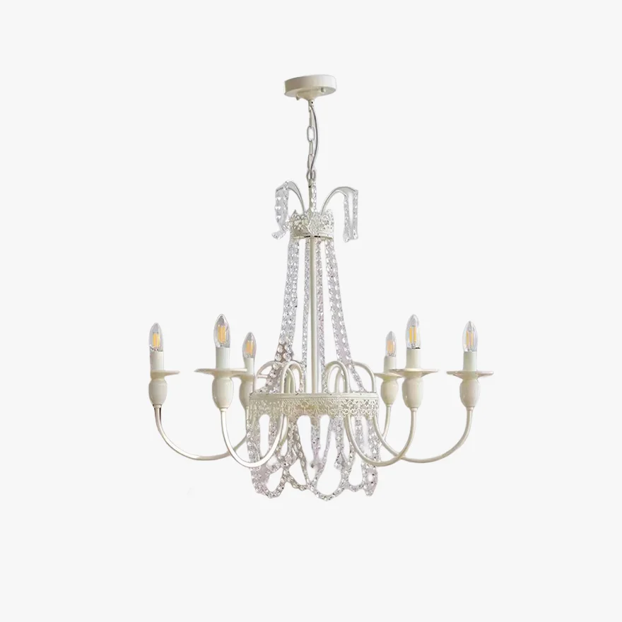 Royal Metal And Glass Candle Chandelier Pendant Light, White