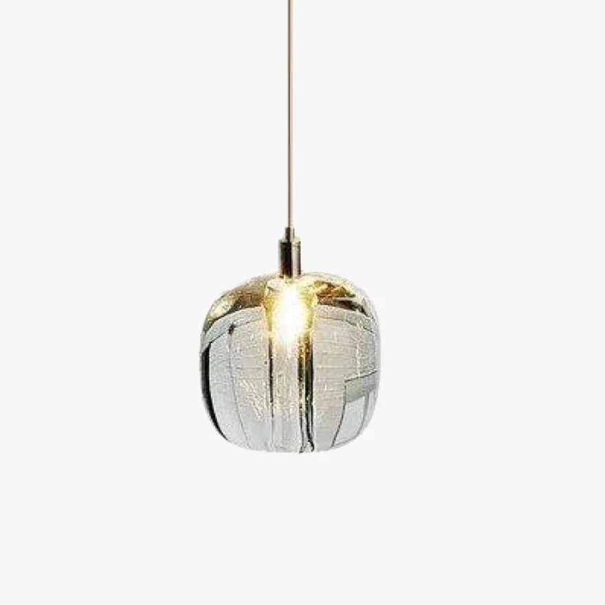 Modern Metal And Glass Geometric Bedroom Pendant Light, Amber