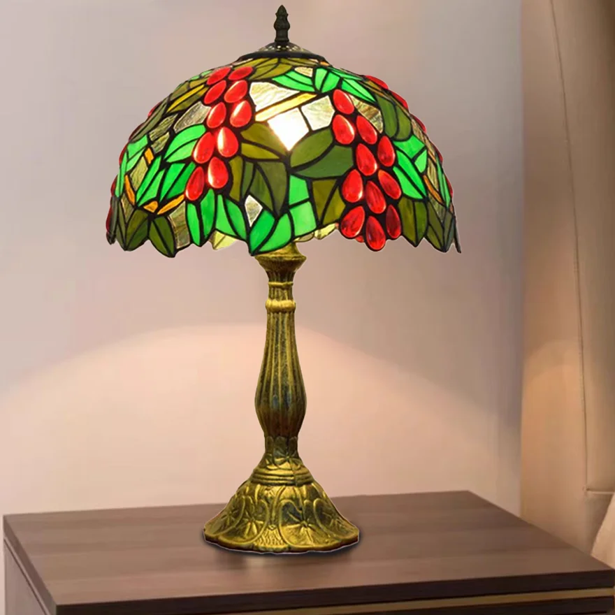 Art Deco Metal And Glass Dome Bedroom Table Lamp, Multicolor | Liiffy