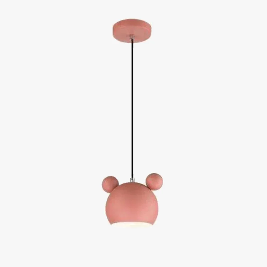 Morandi Metal Mouse Head Children's Room Pendant Light, Black/Green/Grey/Pink/White