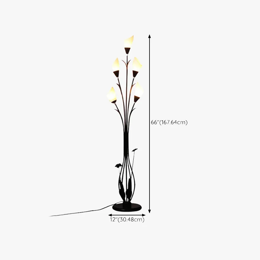 Natural Metal And Acrylic Flower Branching Living Room Floor Lamp, Black