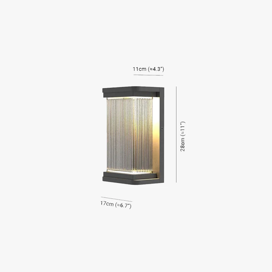 Minimalist Metal Rectangular Outdoor Wall Lamp, Black