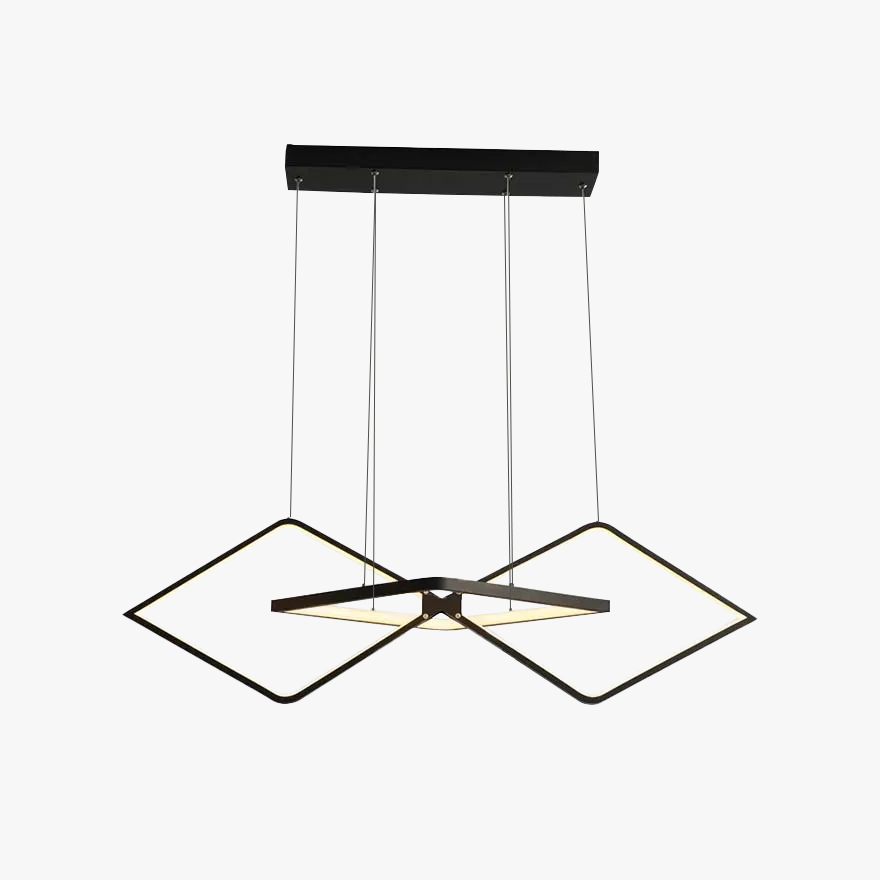 Modern Metal Geometric Dining Room Pendant Light, Black/Gold