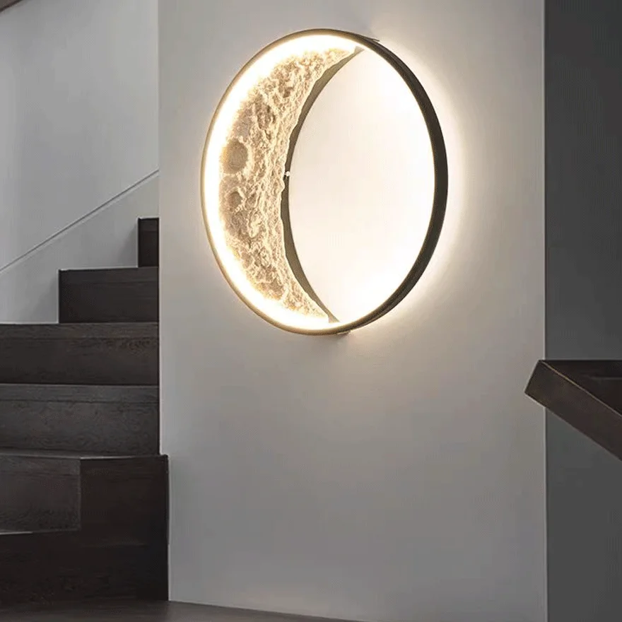 Modern Metal And Resin Lunar Crater Outdoor Wall Lamp, Black