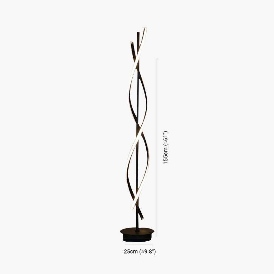 Contemporary Metal Steamline Living Room Floor Lamp, Black/White