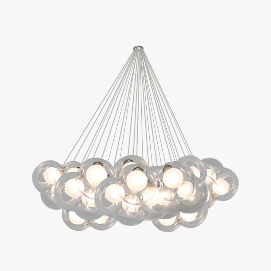 Unusual Metal And Glass Bubble Bedroom Pendant Light, Clear