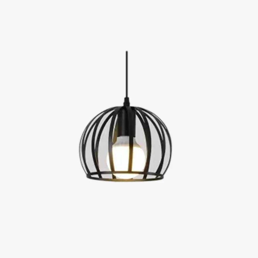 Vintage Metal Birdcage Kitchen Pendant Light, Black/White