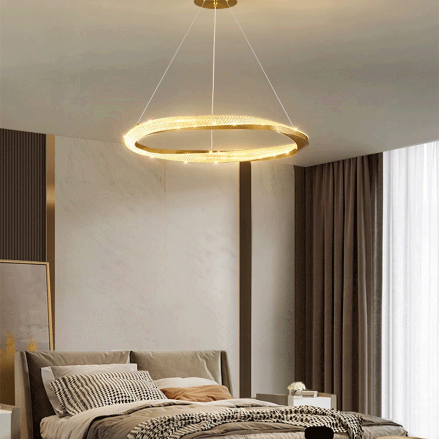 Modern Metal And Acylic Ring Bedroom Pendant Light, Gold/Silver