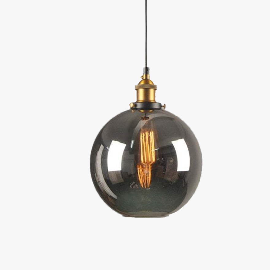 Modern Metal And Glass Geometric Kitchen Pendant Light, Clear/Amber/Smoke Grey