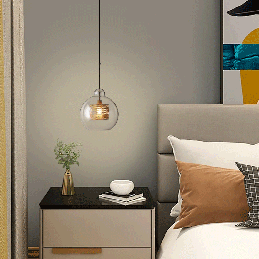 Contemporary Metal And Glass Globular Kitchen Pendant Light, Gold/Silver