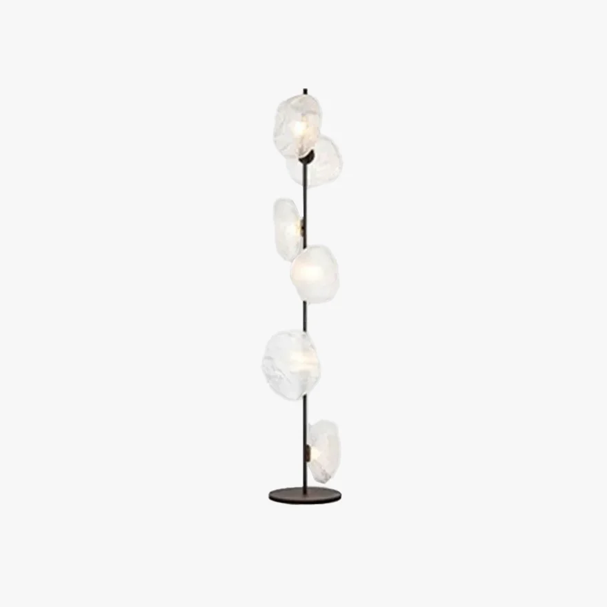 Decorative Metal And Glass Linear Living Room Floor Lamp, Black/Gold/Grey