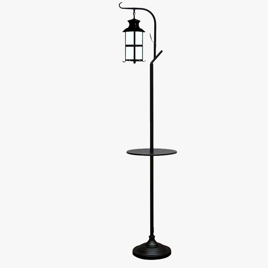 Art Deco  Metal And Glass Lantern Children's Room Floor Lamp, Black/White