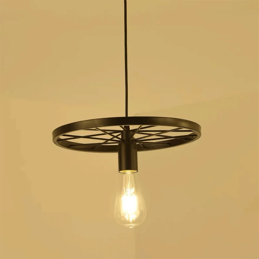 Vintage Metal Ring Bedroom Pendant Light, Black/Rust