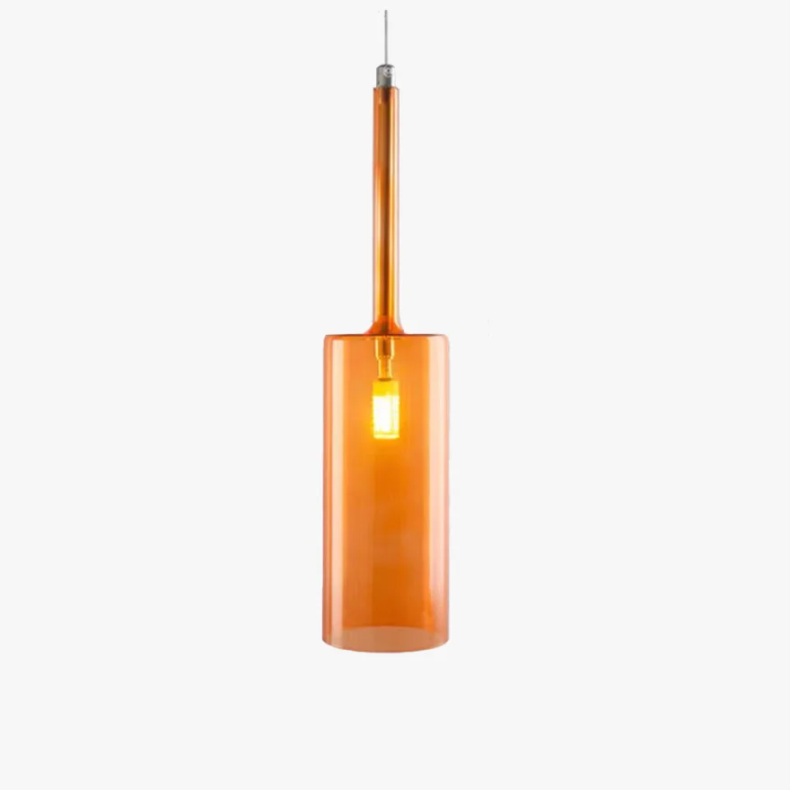 Classical Glass Cylindrical Dining Room  Pendant Light, Clear/Grey/Orange/Red