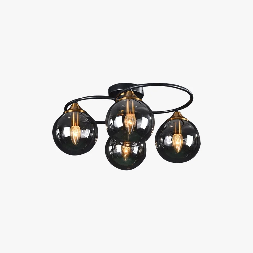 Modern Metal And Glass Bubble Living Room Chandelie Pendant Light, Amber/Smoky gray