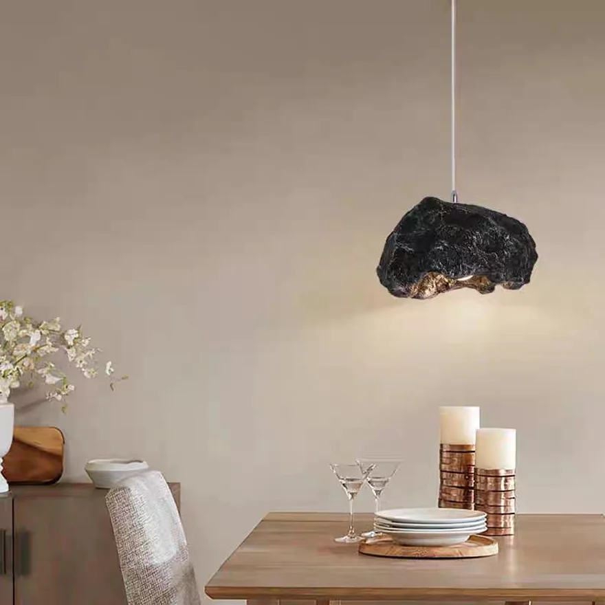 Designer Resin And Acrylic Uneven Dining Room Pendant Light, Antique Brass/Black/Grey/Burlywood