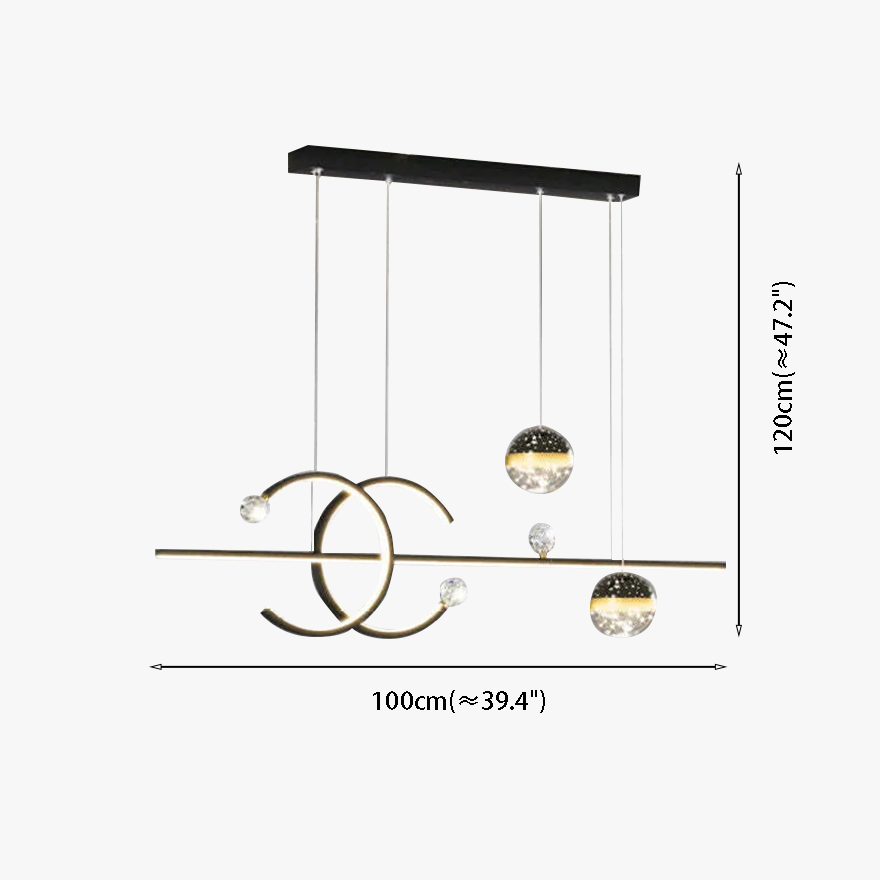 Modern Metal Linear Bar Pendant Light, Black/Gold, Trichromatic Light