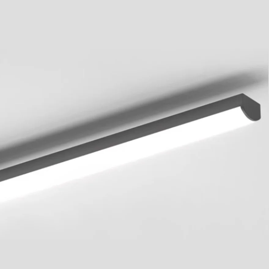 Minimalist Metal Linear Living Room Ceiling Light, Black,Trichromatic Light