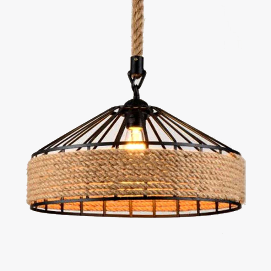 Industrial Metal And Fabric Conical Dining Room Pendant Light, Brown