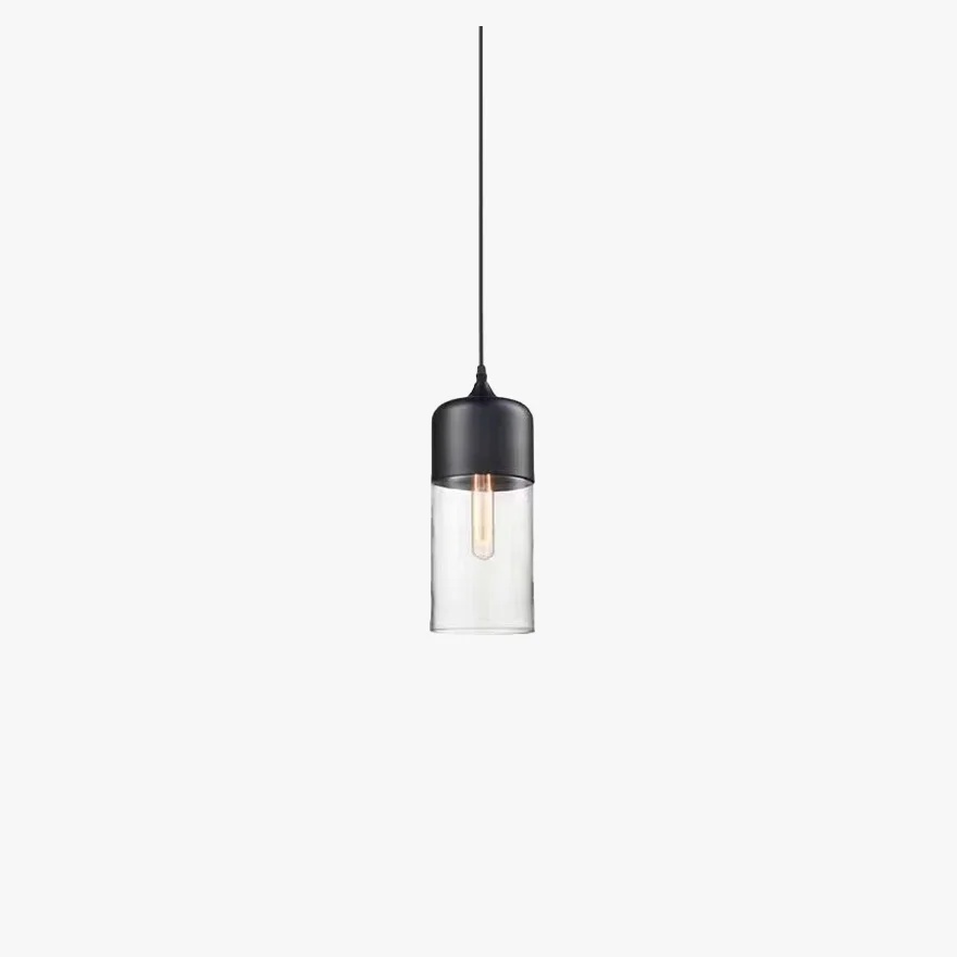 Modern Metal And Glass Geometric Living Room Pendant Light, Black