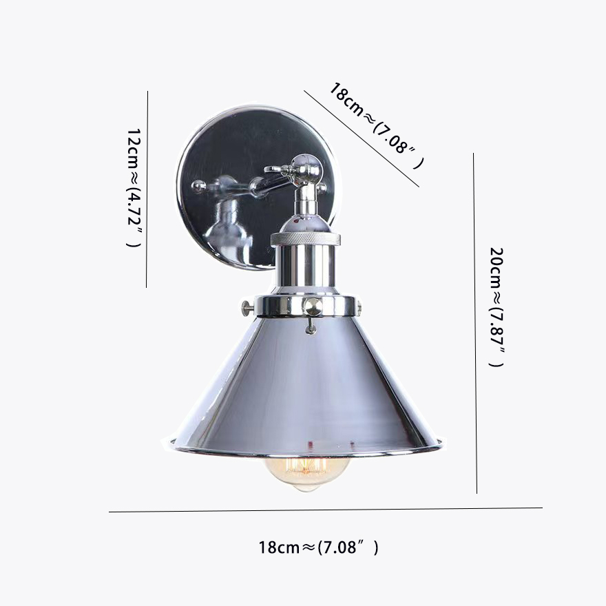 Industrial Metal Hooded Bathroom Wall Lamp, Industrial