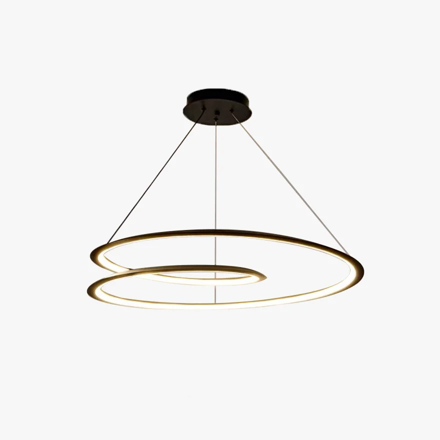 Unusual Copper And Acrylic Curved Circle Living Room Pendant Light, Black/Gold