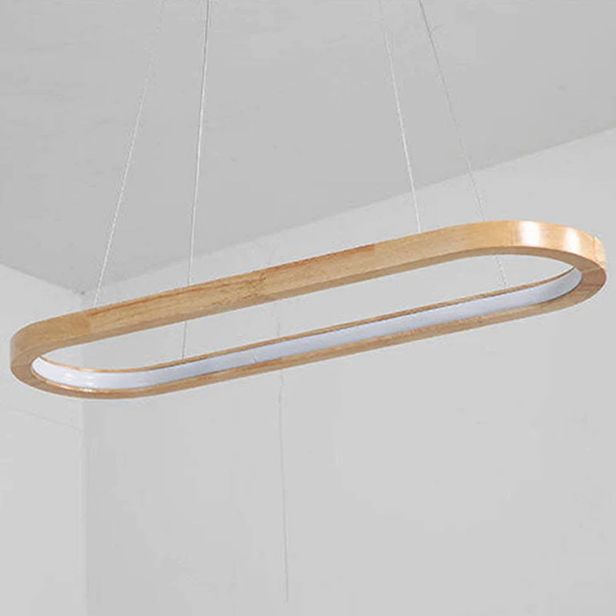 Modern Wooden And Acrylic Annular Dining Room Pendant Light, Natural Wood