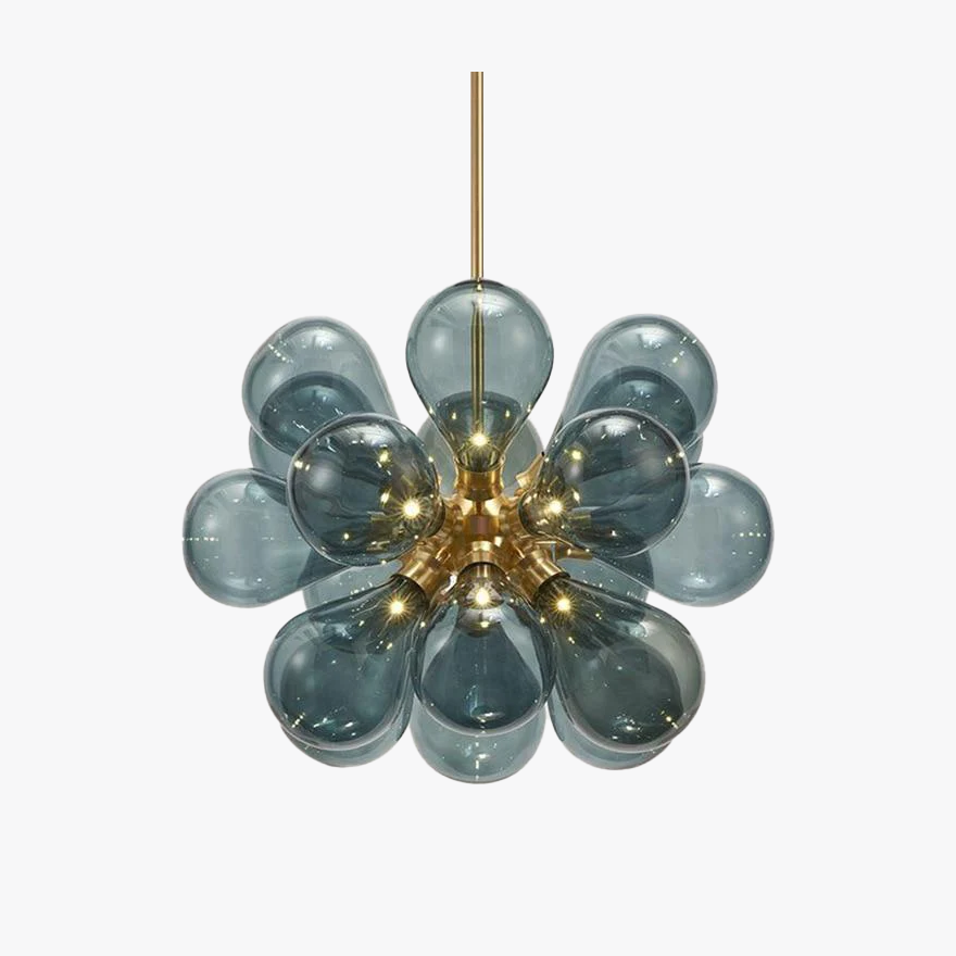 Modern Metal And Glass Bubble Dining Room Pendant Light, Blue/Purple/White