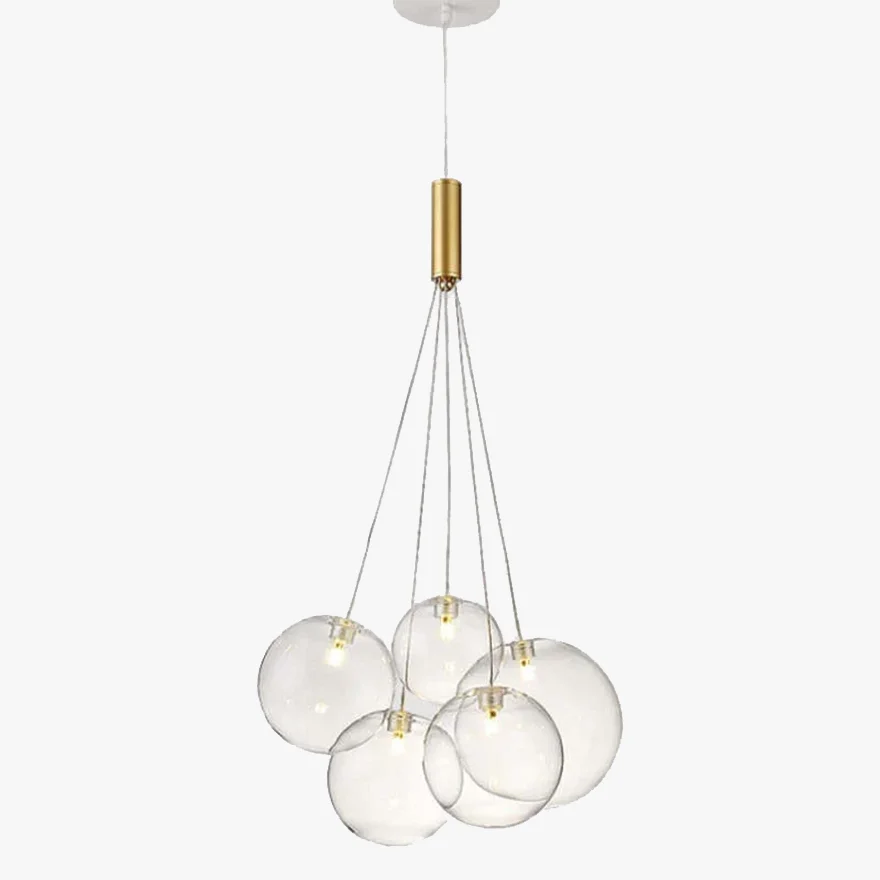 Designer Metal And Glass Bubble Dining Room Ceiling Light, Gold