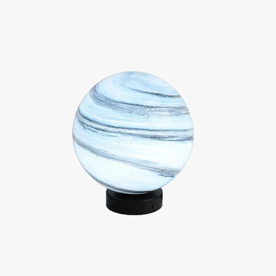 Art Deco Metal And Glass Globular Garden Outdoor Pillar Light, Blue/Yellow