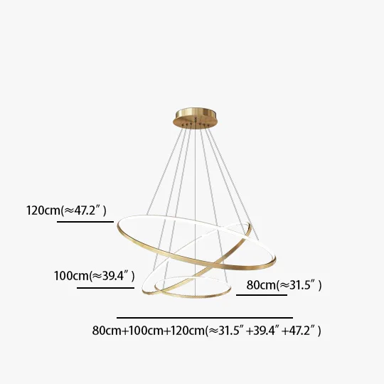 Designer Acrylic Ring Living Room Pendant Light, Gold