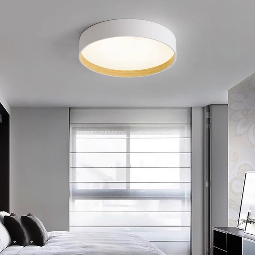 Scandinavian Metal And Acrylic Round Bedroom Ceiling Light, Black/Grey/White