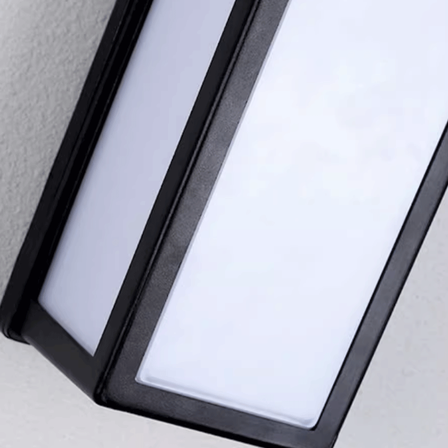 Minimalist Metal And Acrylic Rectangular Outdoor Wall Lamp, Black