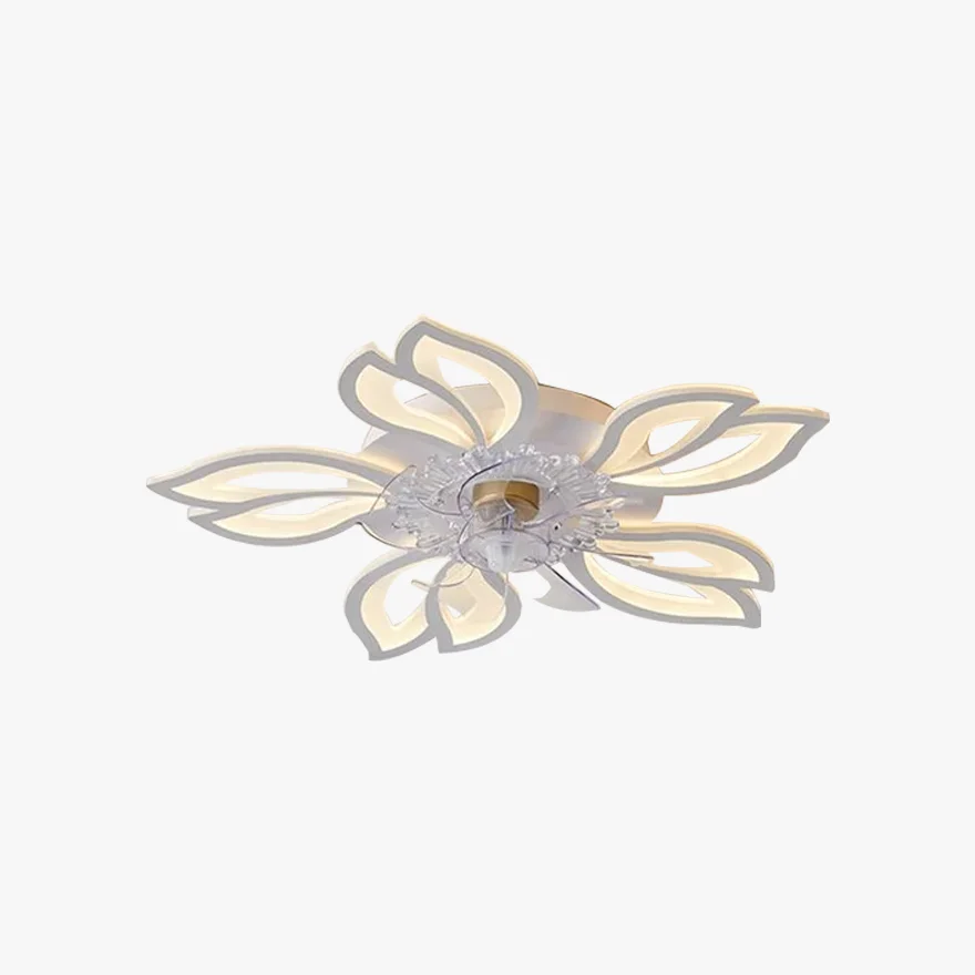 Art Deco Metal And Acrylic Floral Bathroom Ceiling Light, White, Trichromatic Light