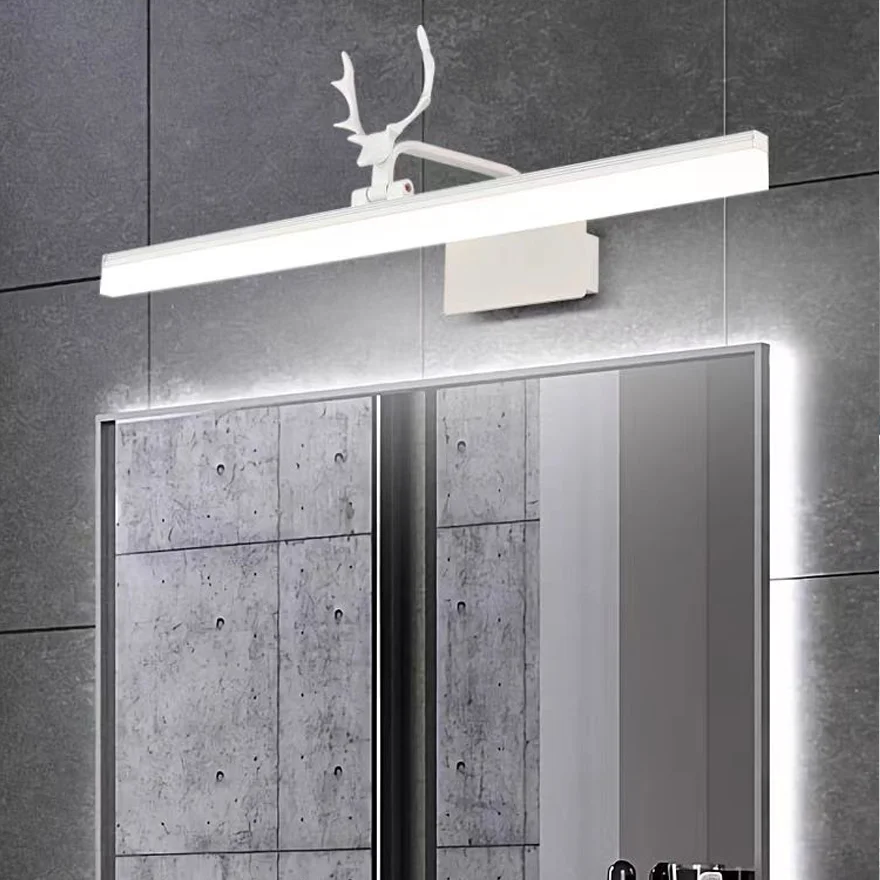 Designer Metal And Acrylic deer Bathroom Mirror Front Vanity Wall Lamp, Black/White/Gold