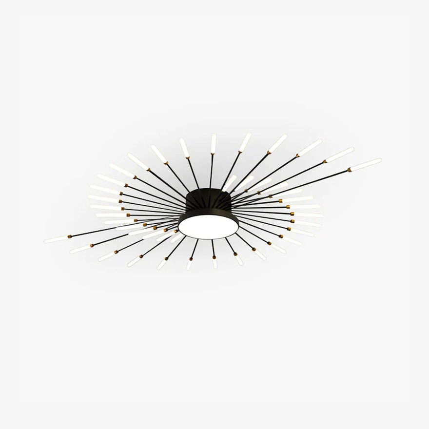 Modern Metal And Acrylic Radiographic Living Room Ceiling Light, Black/Gold