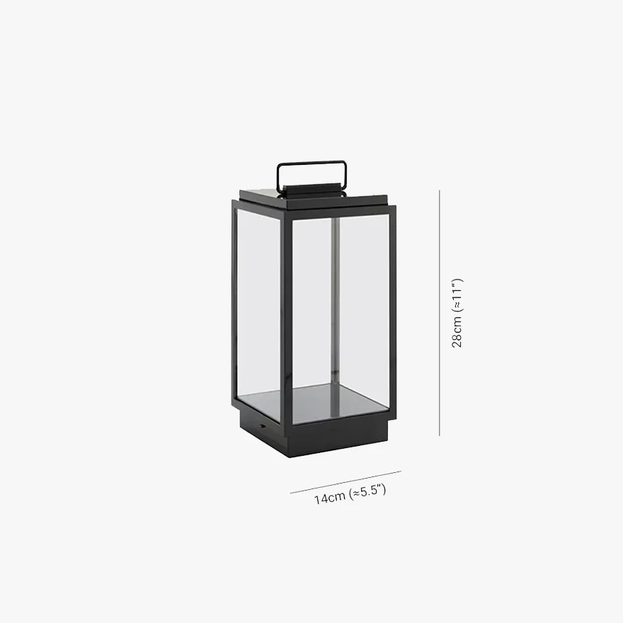 Minimalist Metal And Glass Rectangular Outdoor Floor Lamp, Black