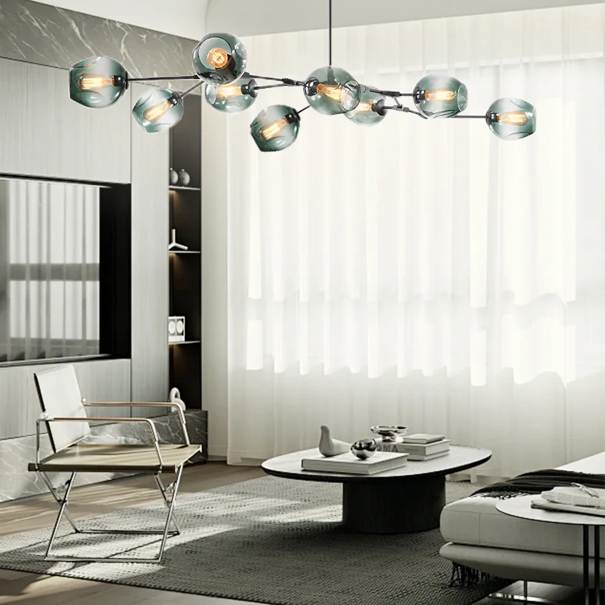 Modern Metal And Glass Bubble Bedroom Pendant Light, 6 Color