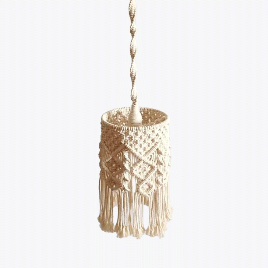 Rustic Cotton Conical Study Room Pendant Light, White