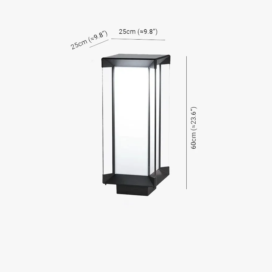 Modern Metal And Glass Rectangular Ouootdr Floor Lamp, Black