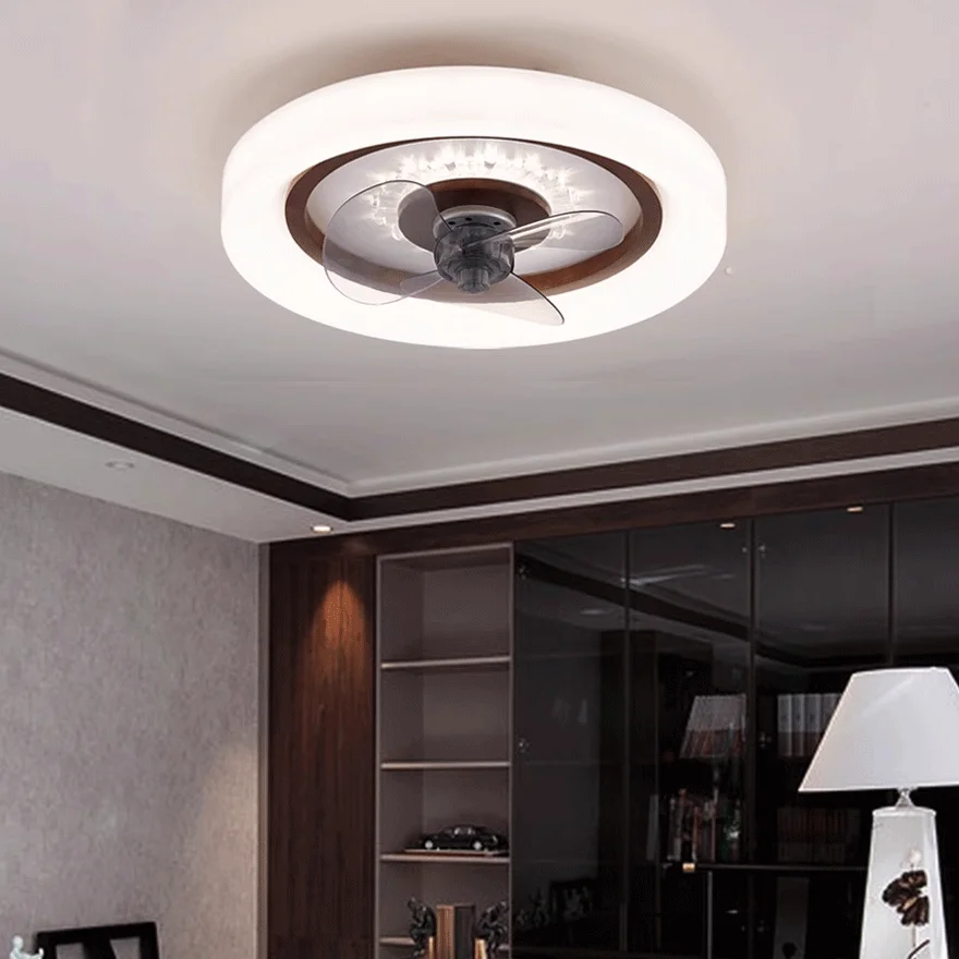 Modern Wooden And Acrylic Round Living Room Ceiling Light, Natural Wood/Walnut