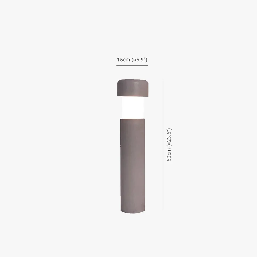 Minimalist Metal And Stone Cylindrical Terrace Outdoor Lamp, Gray