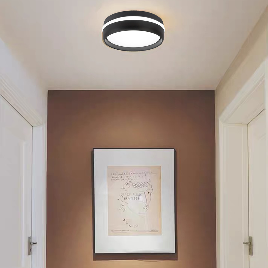 Classical Metal Round Bedroom Ceiling Light, Black/Grey