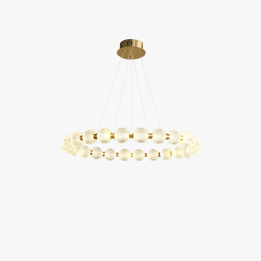 Nordic Metal And Acrylic Ring Living Room Pendant Light, Gold, Trichromatic Light