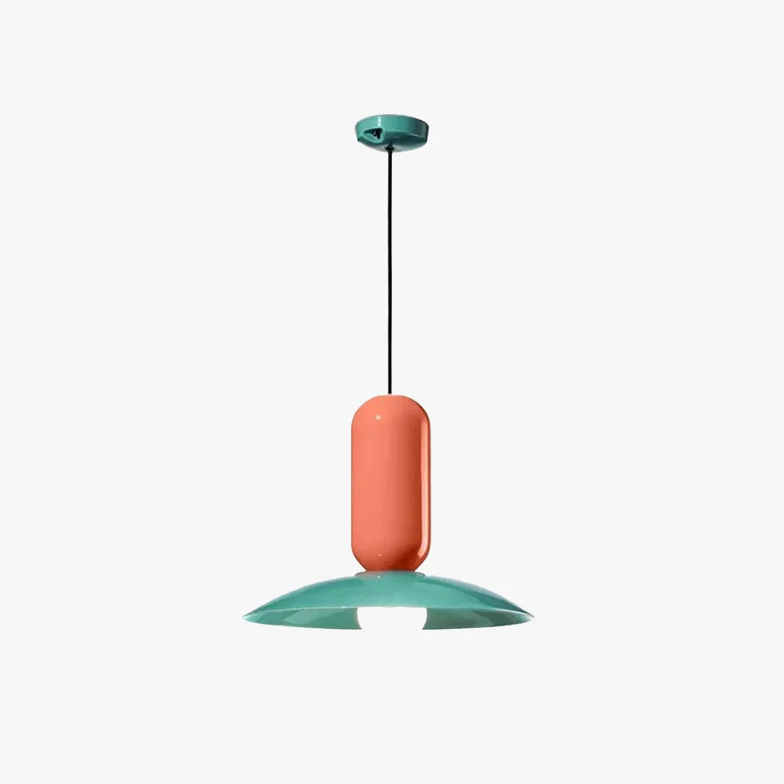 Morandi Metal Frisbee Study Room Pendant Light, Green White/Orange Green/White Orange