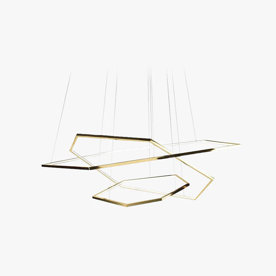 Minimalist Metal Geometric Study Room Pendant Light, Gold