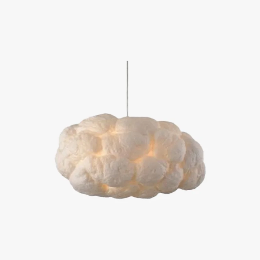 Designer Acrylic And Fabric Cloudy Living Room Pendant Light, White, Trichromatic Light